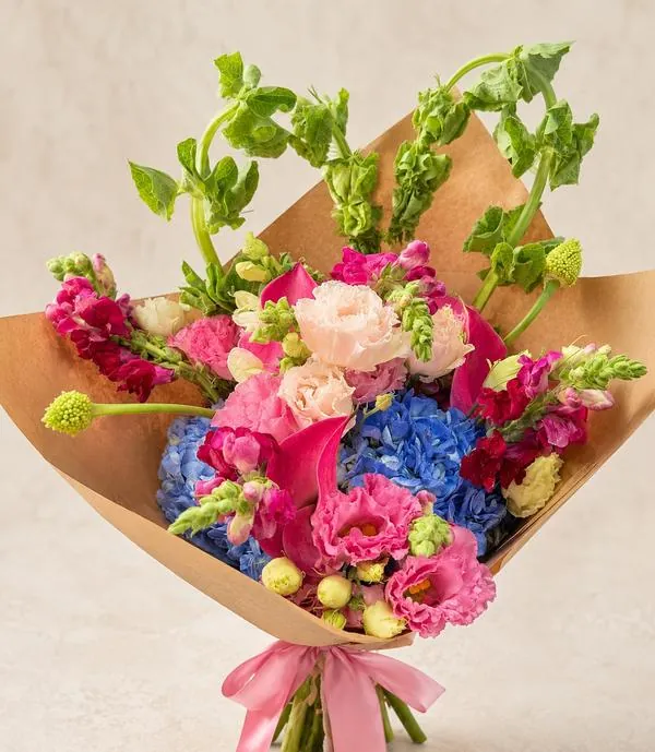 A colorful wrapped bouquet to inspire your floral creativity